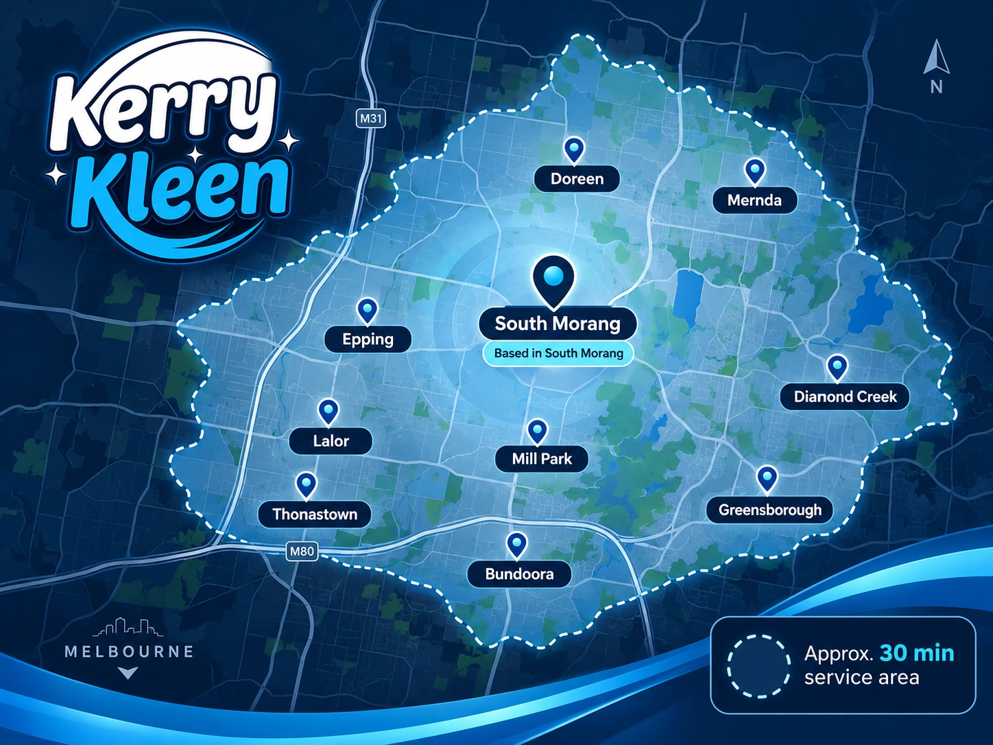 Kerry Kleen general service area around South Morang and Melbourne’s northern suburbs